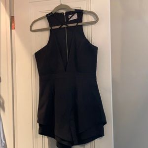 Black deep V romper
